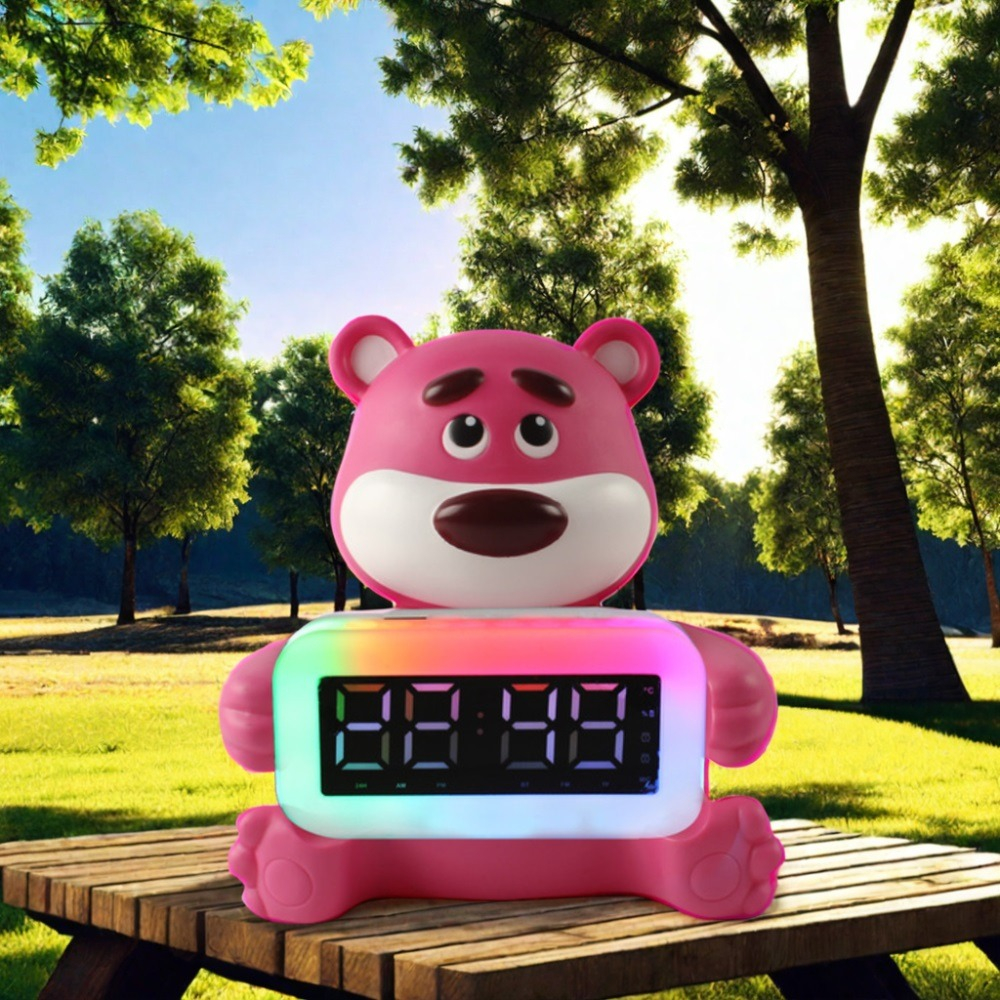 RADIO DESPERTADOR OSITO LUZ RGB MUSICA RECARGABLE LAU - 7