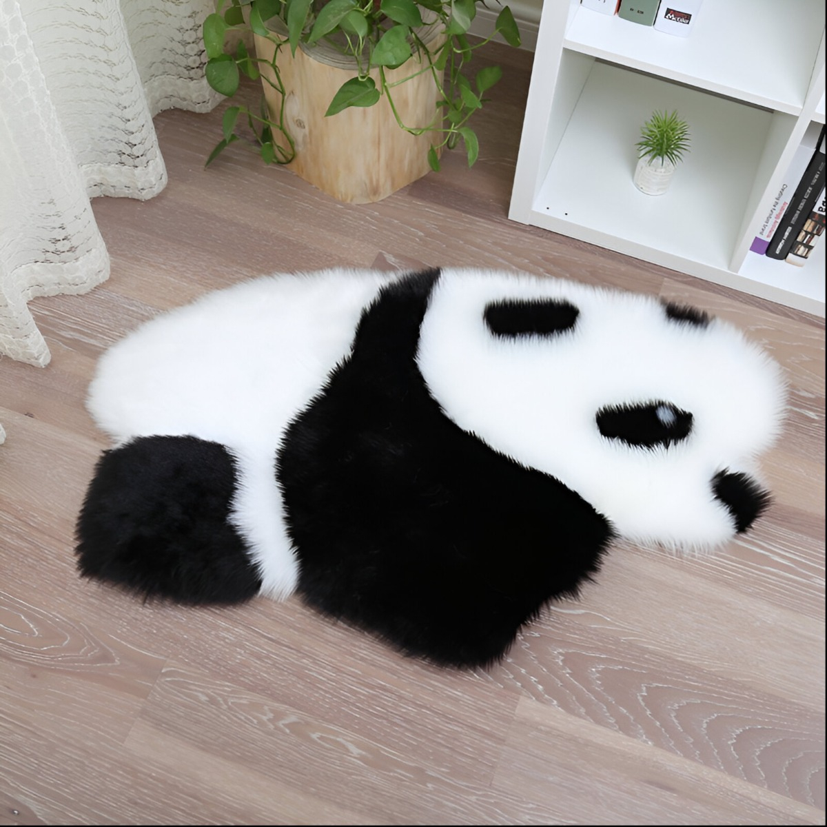 ALFOMBRA CONTEMPORÁNEA MODERNA PANDA ANTIDESLIZANTE BLANCO NEGRO JHN 60 X 90 CM - 3