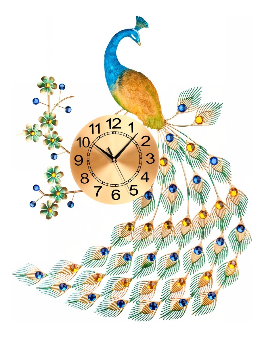 RELOJ DECORATIVO PARED PAVO REAL ELEGANTE JHN - 1