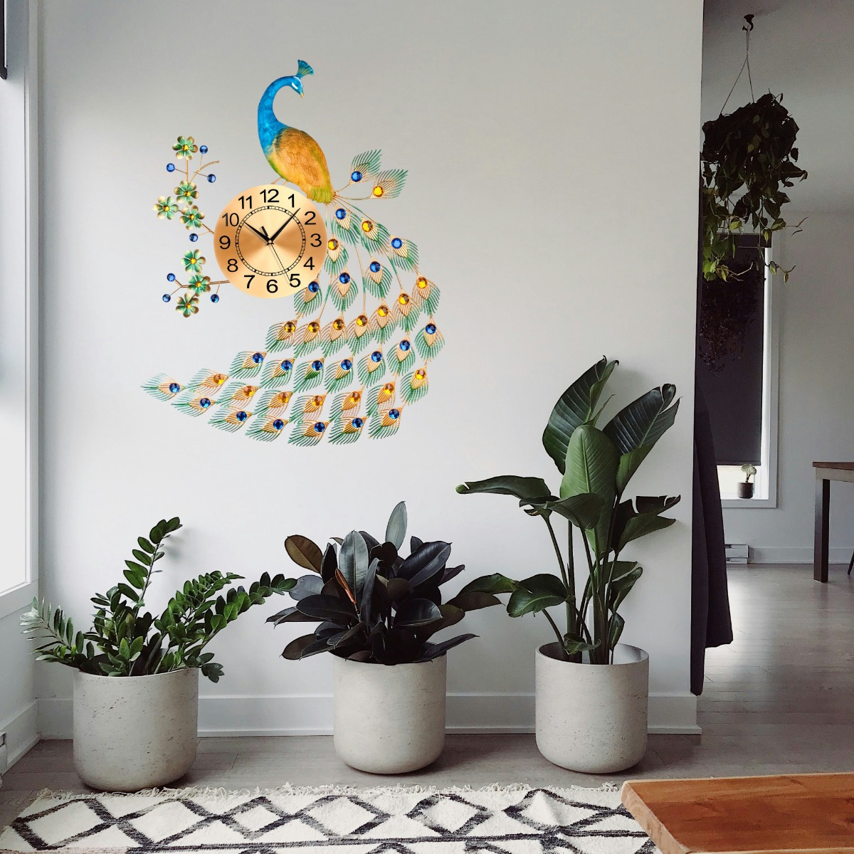 RELOJ DECORATIVO PARED PAVO REAL ELEGANTE JHN - 2