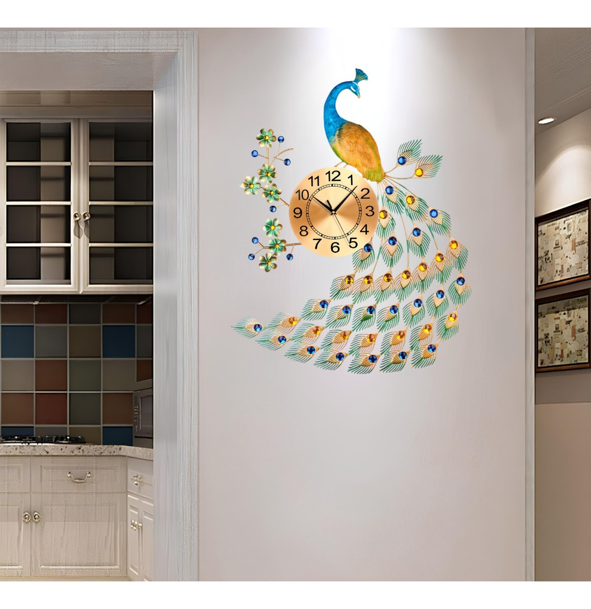 RELOJ DECORATIVO PARED PAVO REAL ELEGANTE JHN - 3