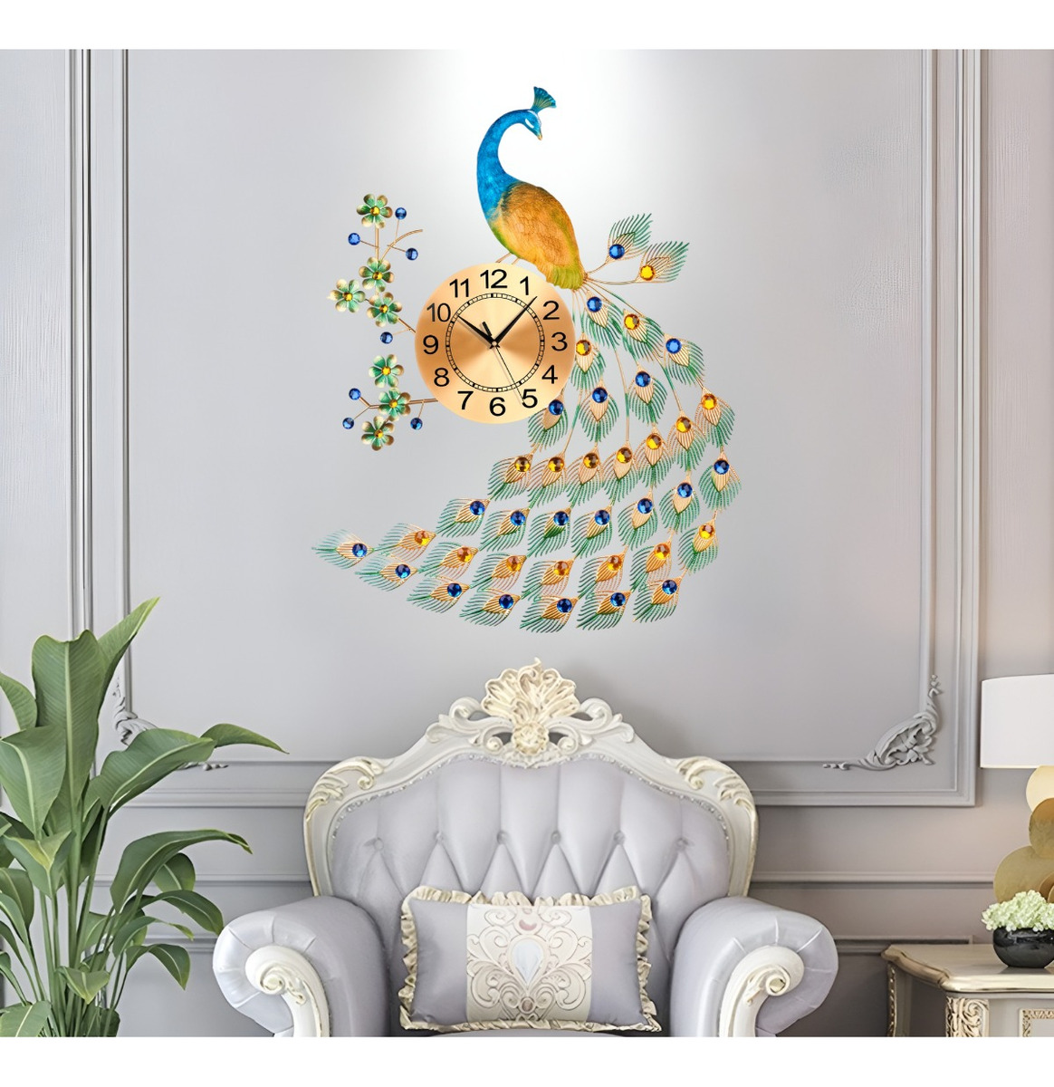 RELOJ DECORATIVO PARED PAVO REAL ELEGANTE JHN - 4
