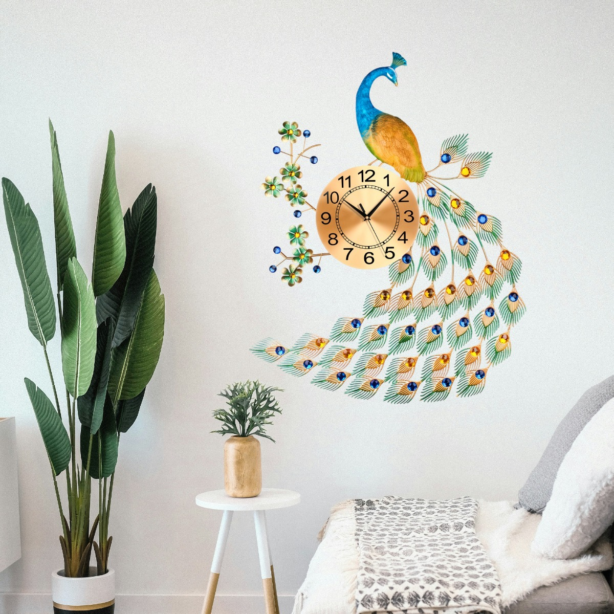 RELOJ DECORATIVO PARED PAVO REAL ELEGANTE JHN - 7