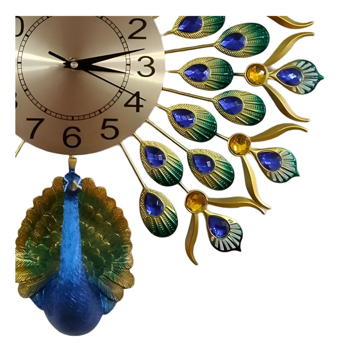 RELOJ PARED PAVO REAL DECORATIVO HERMOSO CLÁSICO JHN - 3