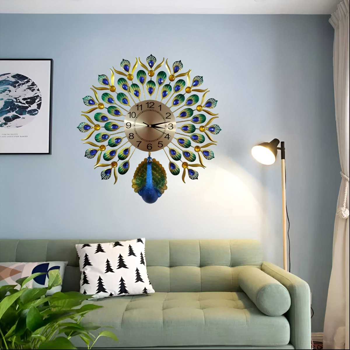 RELOJ PARED PAVO REAL DECORATIVO HERMOSO CLÁSICO JHN - 5