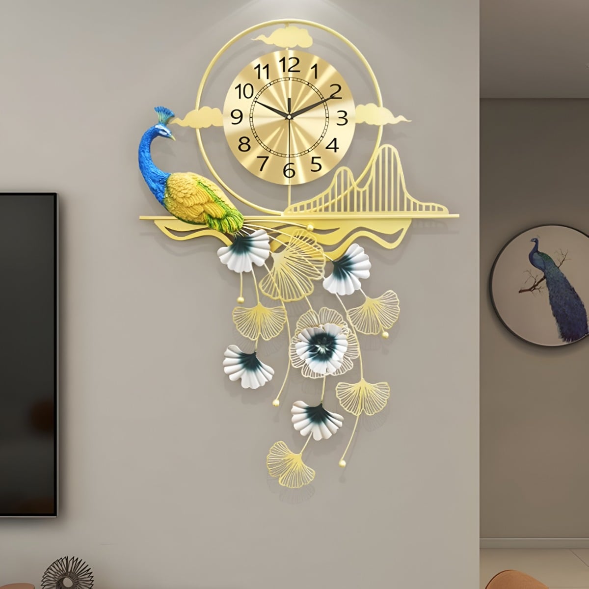 RELOJ PARED PAVO REAL CREATIVO MODERNO DECORATIVO JHN - 3