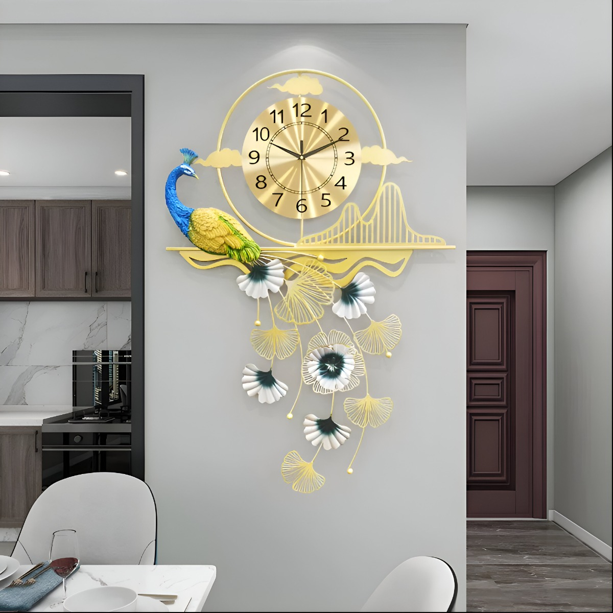 RELOJ PARED PAVO REAL CREATIVO MODERNO DECORATIVO JHN - 5