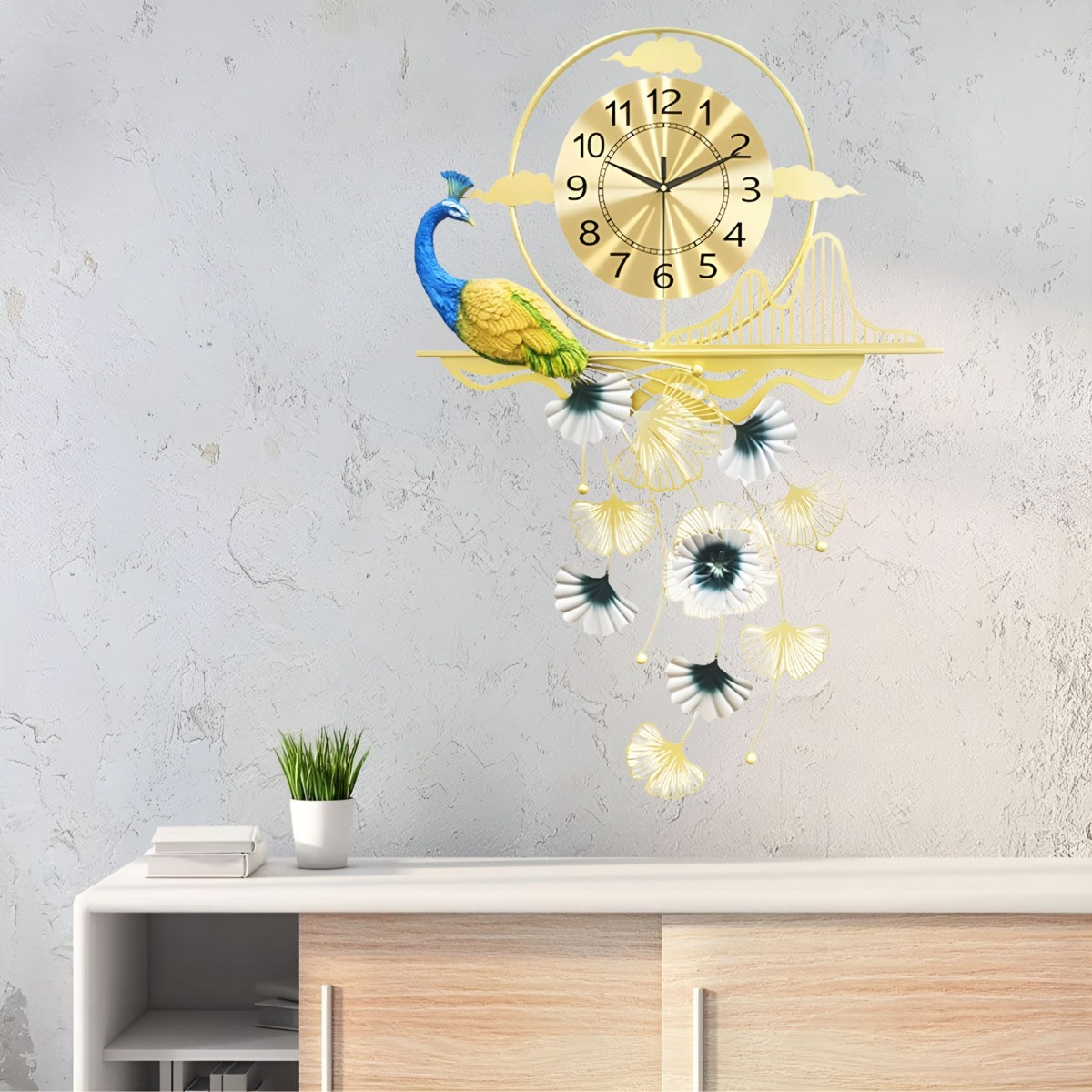 RELOJ PARED PAVO REAL CREATIVO MODERNO DECORATIVO JHN - 6