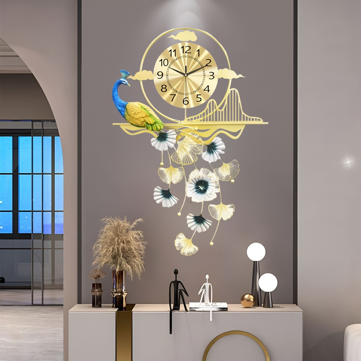 RELOJ PARED PAVO REAL CREATIVO MODERNO DECORATIVO JHN - 7