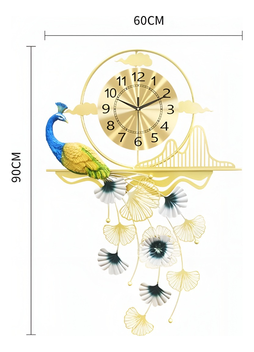 RELOJ PARED PAVO REAL CREATIVO MODERNO DECORATIVO JHN - 9