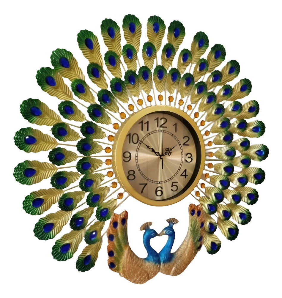 RELOJ PARED PAVO REAL DECORATIVO MODERNO SILENCIOSO JHN - 1