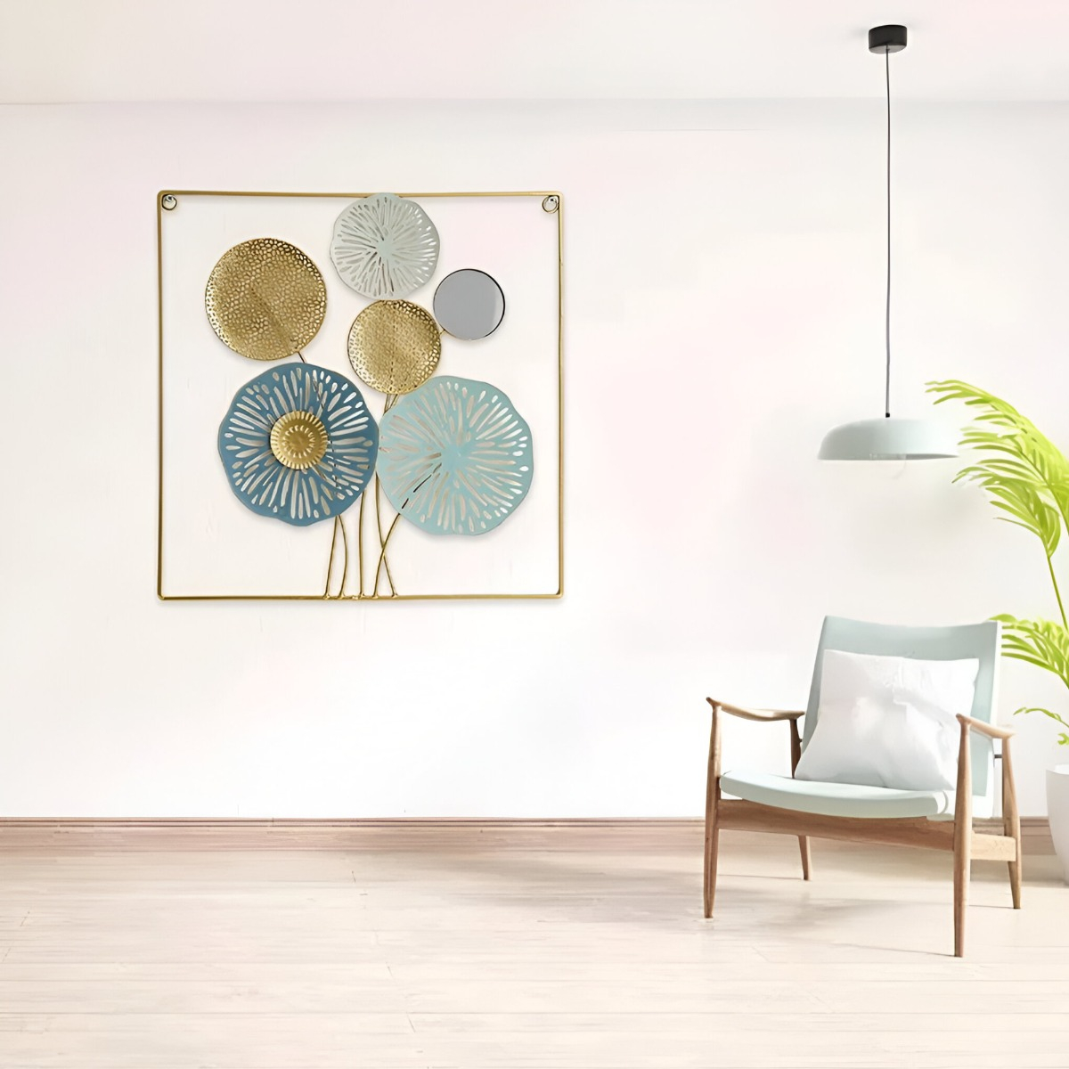 DECORACIÓN PARED ESPEJO METAL MODERNO EXQUISITO ADORNO JHN - 5