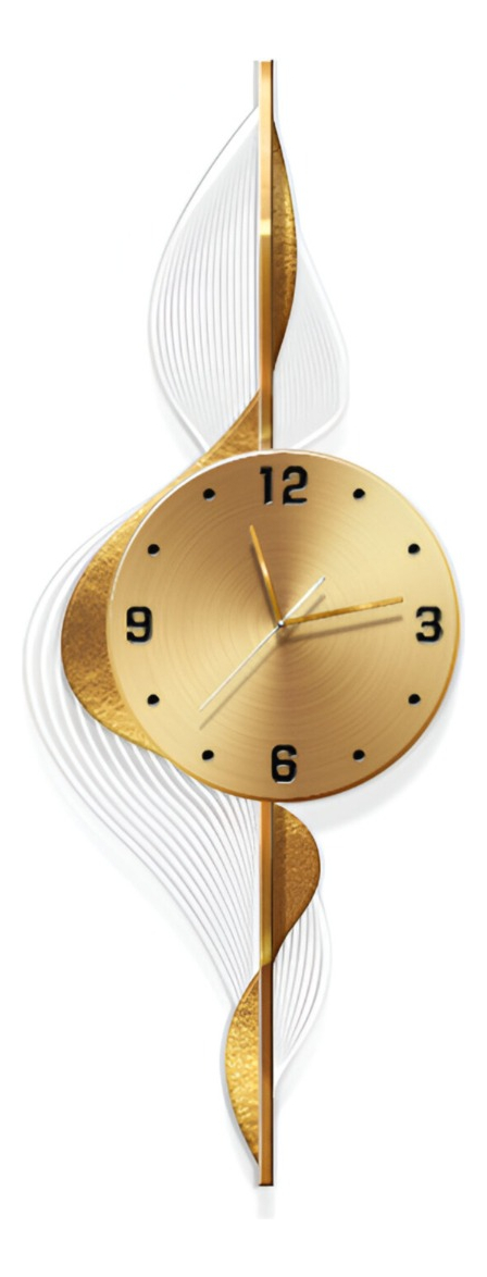 RELOJ PARED HOJAS DORADAS DECORATIVO HOGAR MODERNO JHN - 1