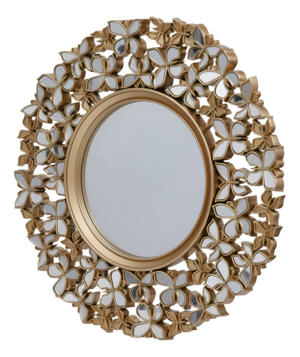 ESPEJO DECORATIVO MARCO DORADO MARIPOSAS REDONDO 60CM JHN - 2