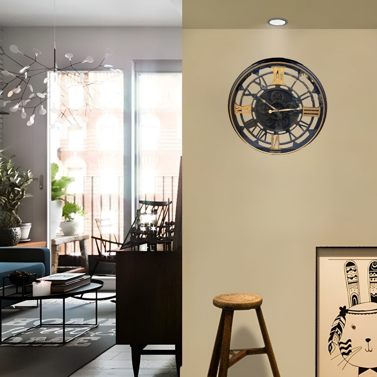 RELOJ PARED RETRO ENGRANAJES REDONDO DECORATIVO JHN - 2