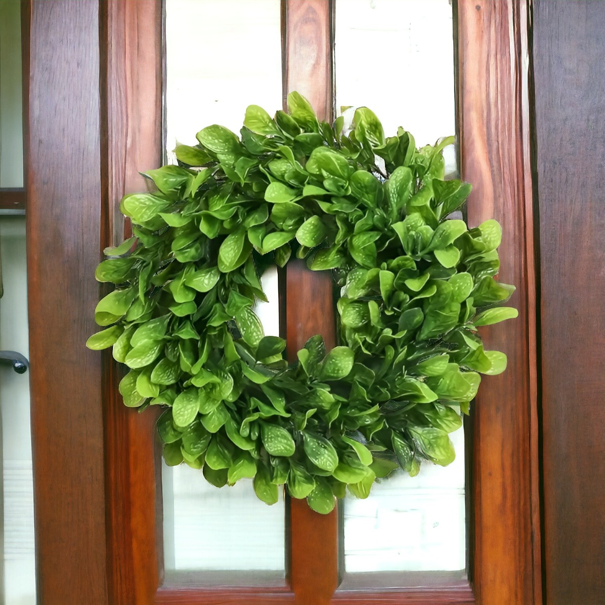 SET DE 2 CORONA ARTIFICIAL PUERTA DECORATIVA EUCALIPTO JHN - 5