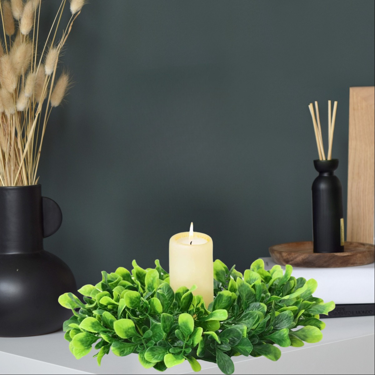 SET DE 2 CORONA ARTIFICIAL PUERTA DECORATIVA EUCALIPTO JHN - 8