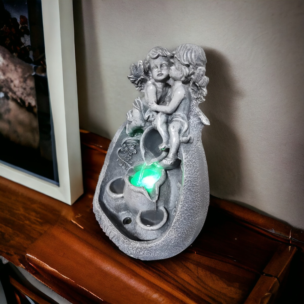 FUENTE AGUA ANGELES CON LUZ LED DECORATIVA JHN - 8