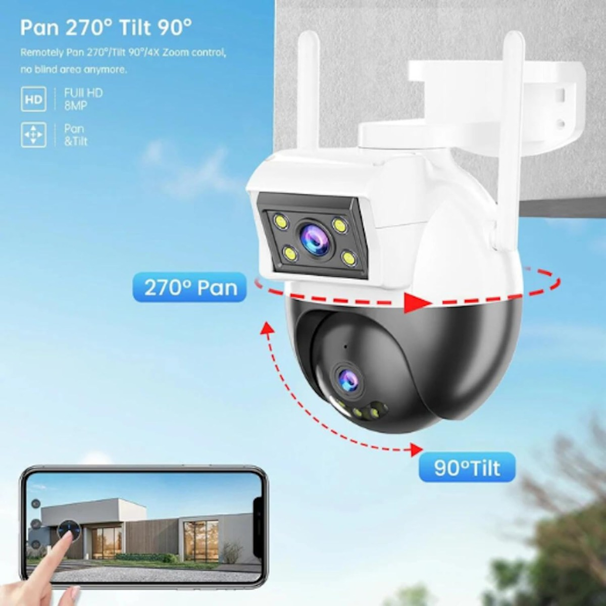 CAMARA SEGURIDAD FIVEONE DOBLE LENTE WIFI HOGAR INTERIOR LAU - 3