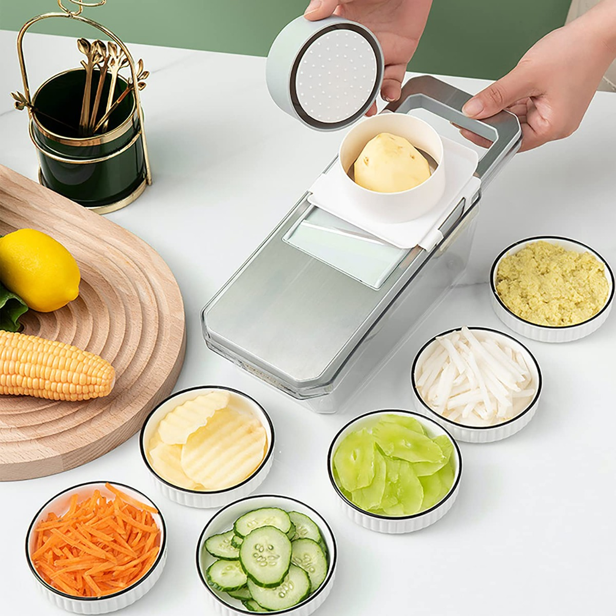 SET 2 CORTADORA PICADOR VEGETALES UTENSILIO COCINA HOGAR LAU - 7