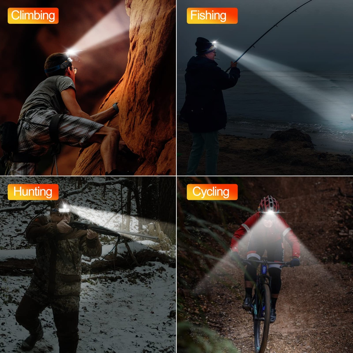 LINTERNA FRONTAL HEADLIGHT RECARGABLE USB CAMPING LAU - 3