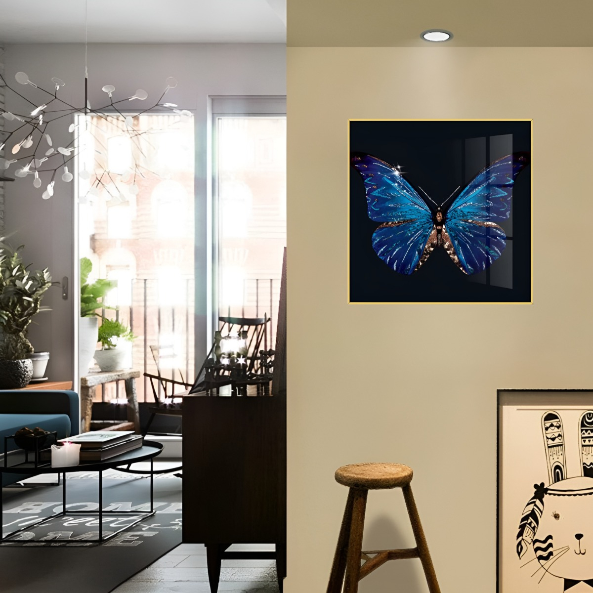 DECORACIÓN PARED ARTE PINTURA MARIPOSA ABSTRACTA MODERNO JHN - 9