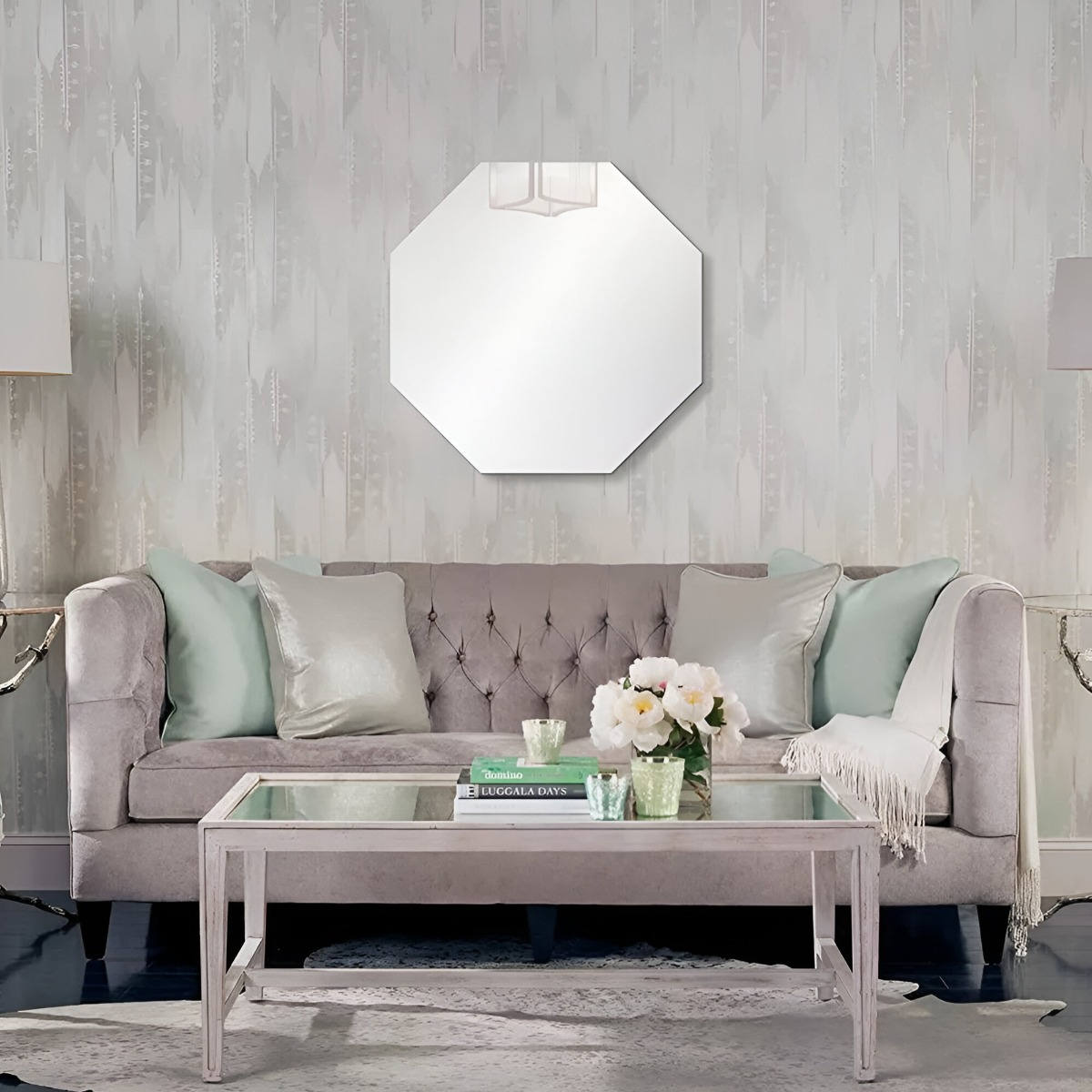 ESPEJO PARED OCTAGONAL BISELADO GEOMÉTRICO DECORATIVO JHN - 8