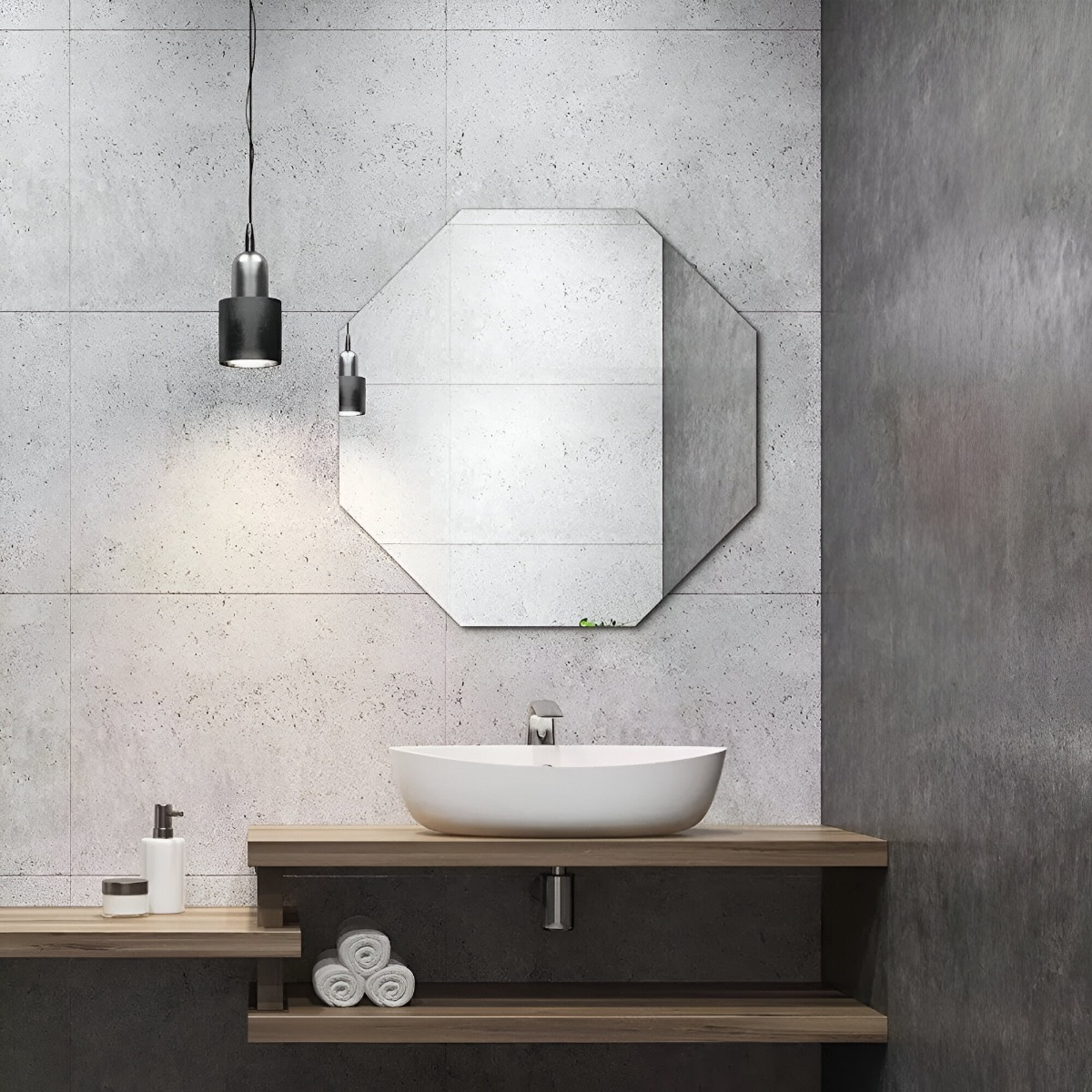 ESPEJO PARED OCTAGONAL BISELADO GEOMÉTRICO DECORATIVO JHN - 9