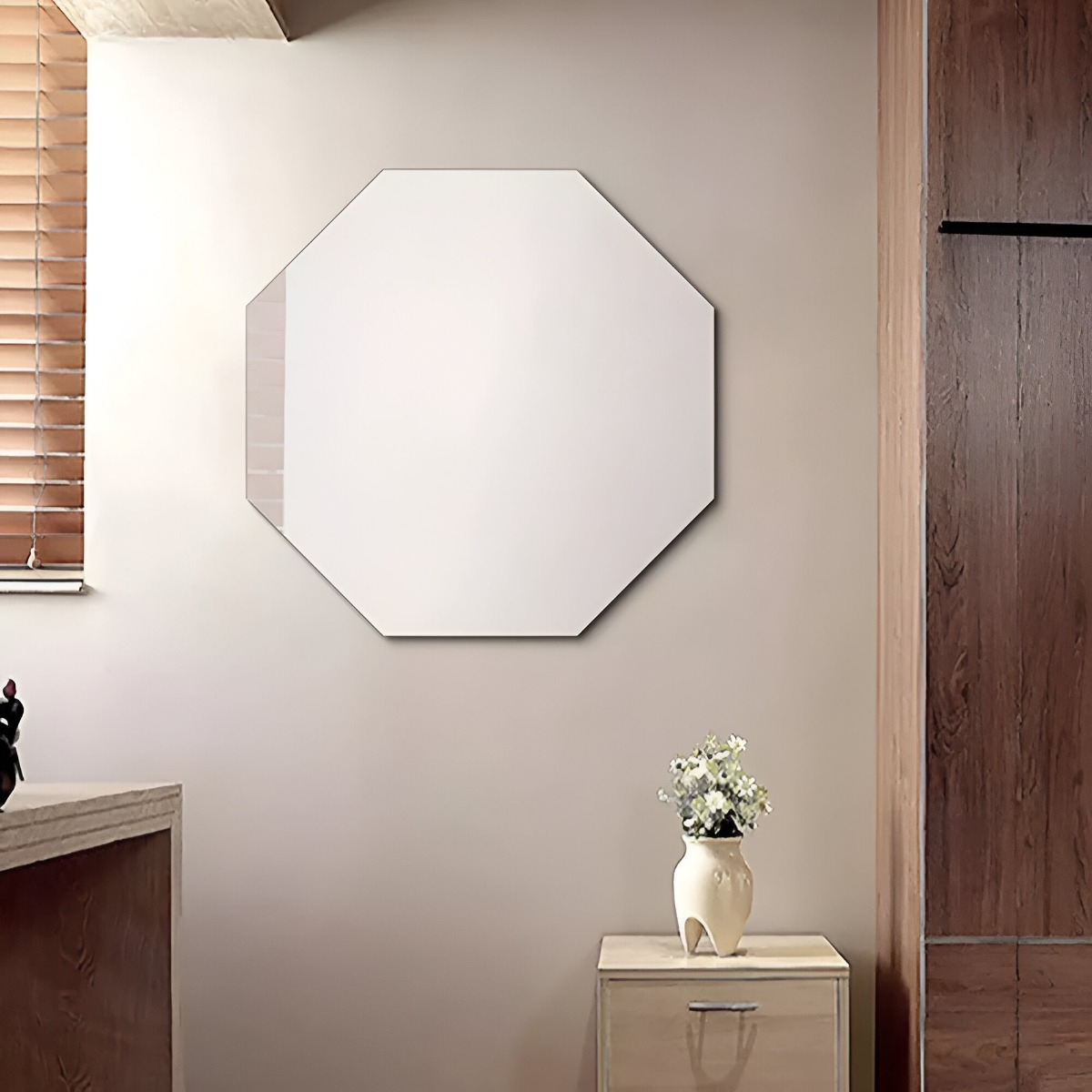 ESPEJO PARED OCTAGONAL BISELADO GEOMÉTRICO DECORATIVO JHN - 10