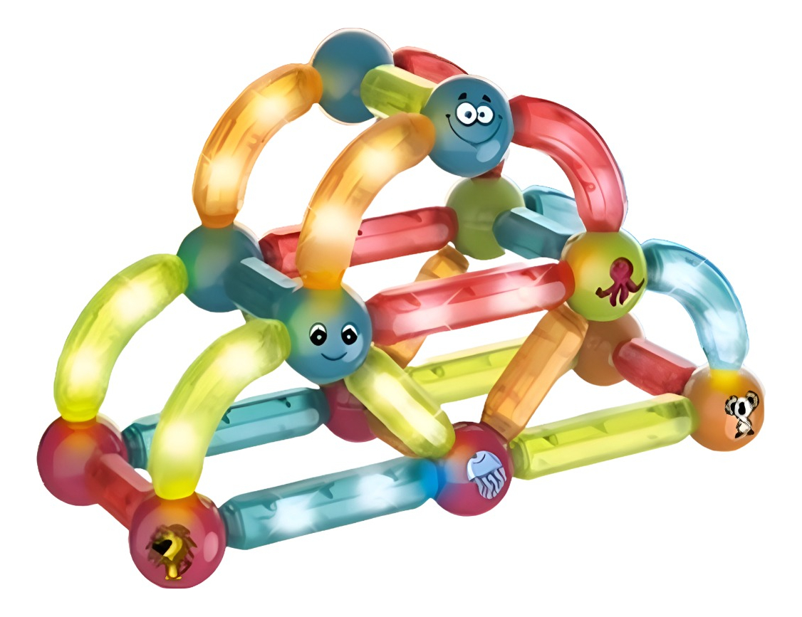 BLOQUES CONSTRUCCIÓN MULTICOLOR MAGNÉTICOS LIGERO JUEGOS LUCES JHN - 1