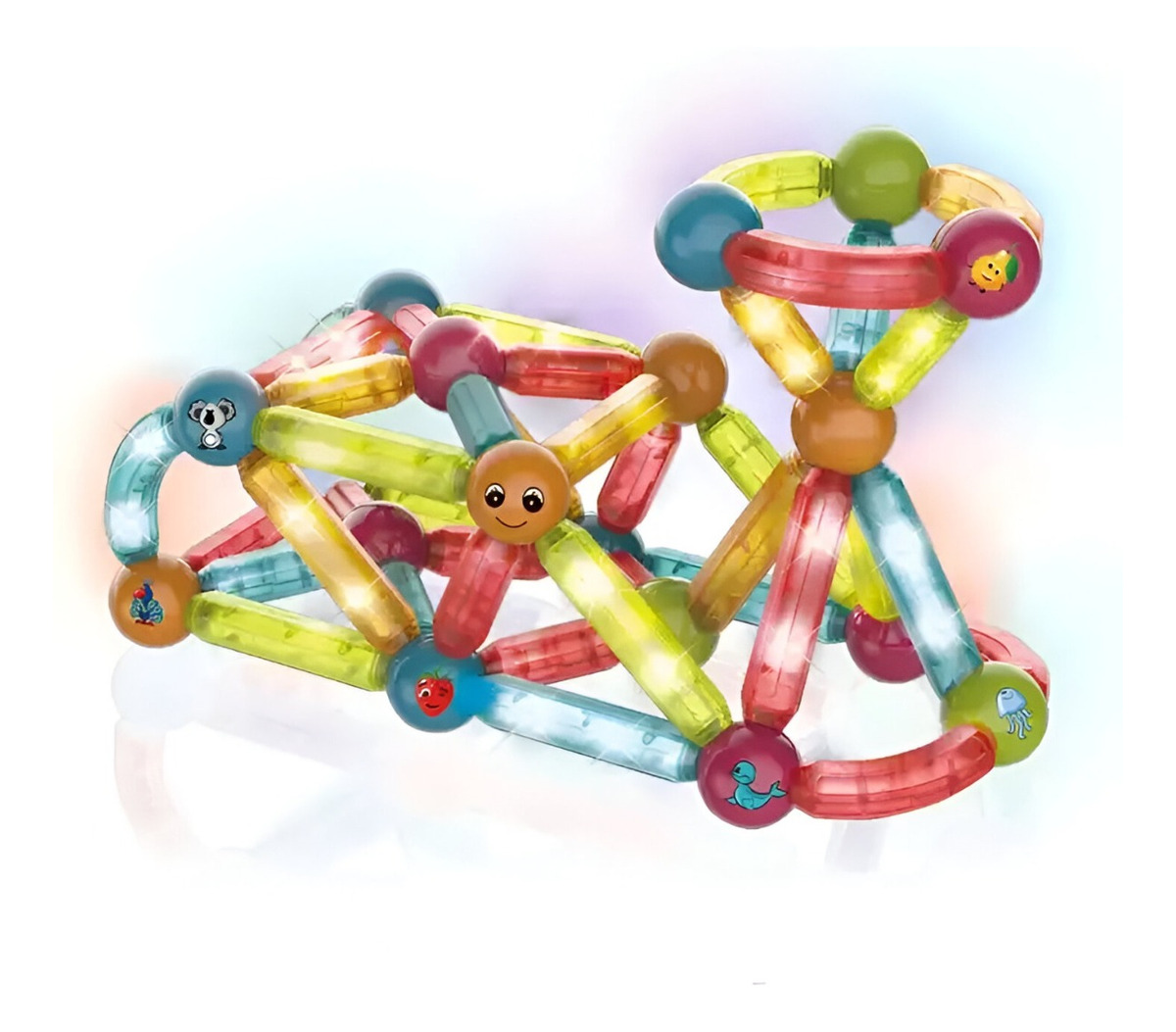BLOQUES CONSTRUCCIÓN MULTICOLOR MAGNÉTICOS LIGERO JUEGOS LUCES JHN - 3