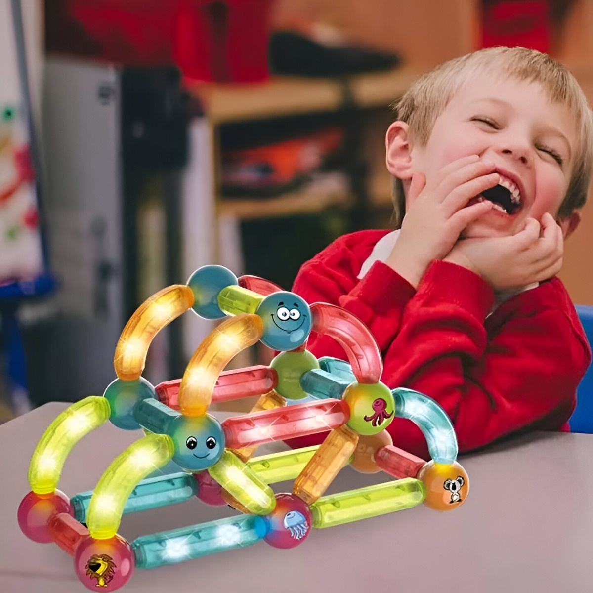BLOQUES CONSTRUCCIÓN MULTICOLOR MAGNÉTICOS LIGERO JUEGOS LUCES JHN - 4
