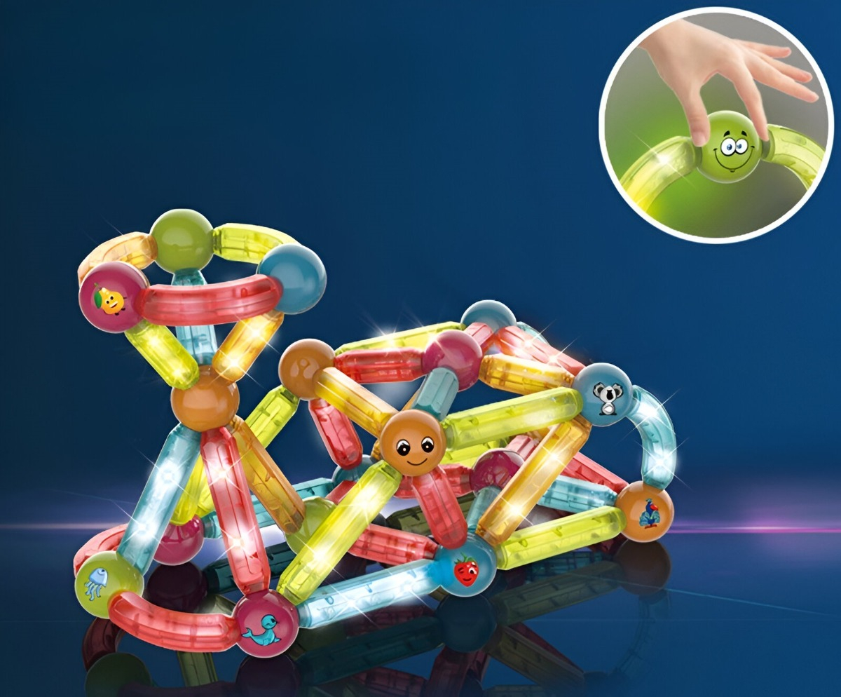 BLOQUES CONSTRUCCIÓN MULTICOLOR MAGNÉTICOS LIGERO JUEGOS LUCES JHN - 5