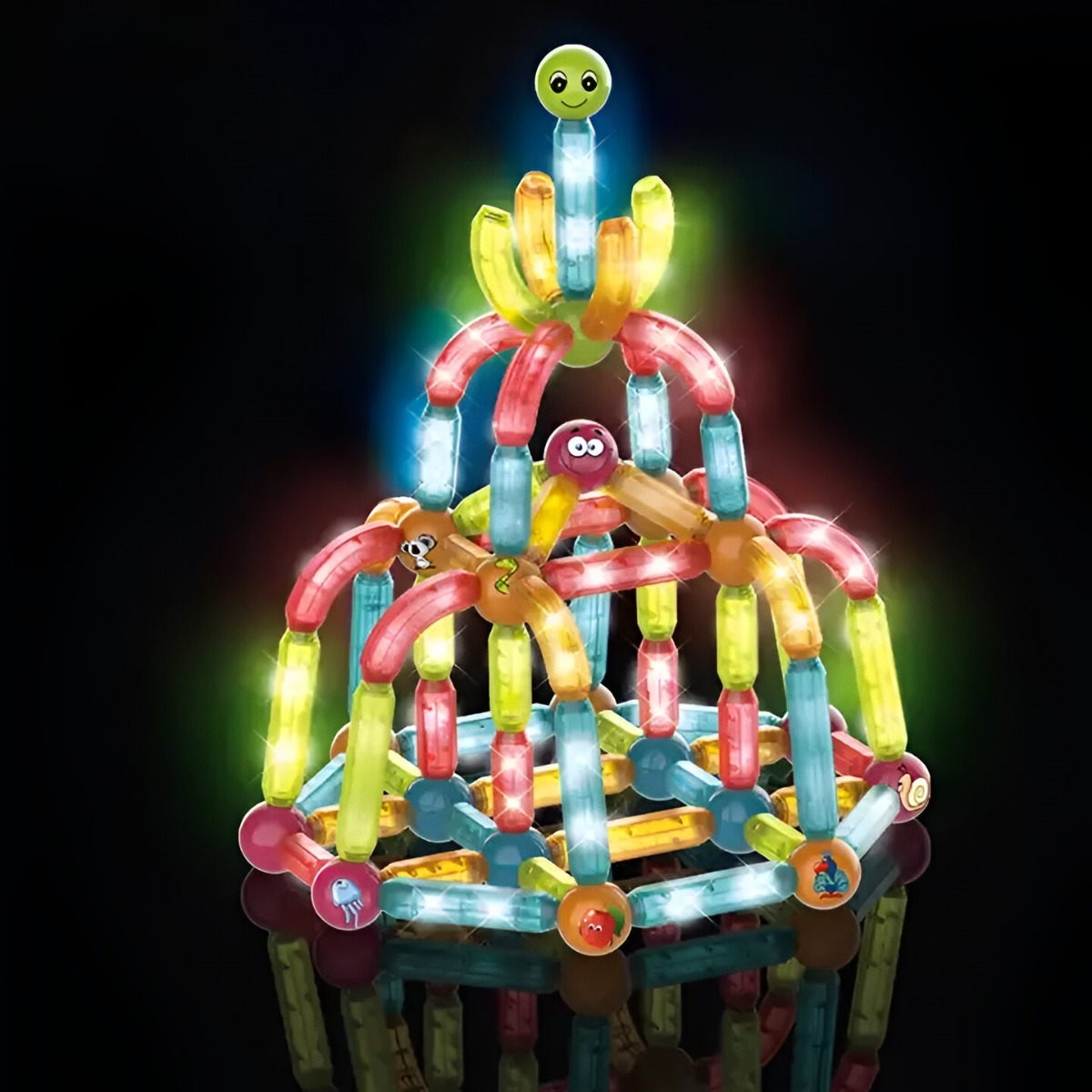 BLOQUES CONSTRUCCIÓN MULTICOLOR MAGNÉTICOS LIGERO JUEGOS LUCES JHN - 10