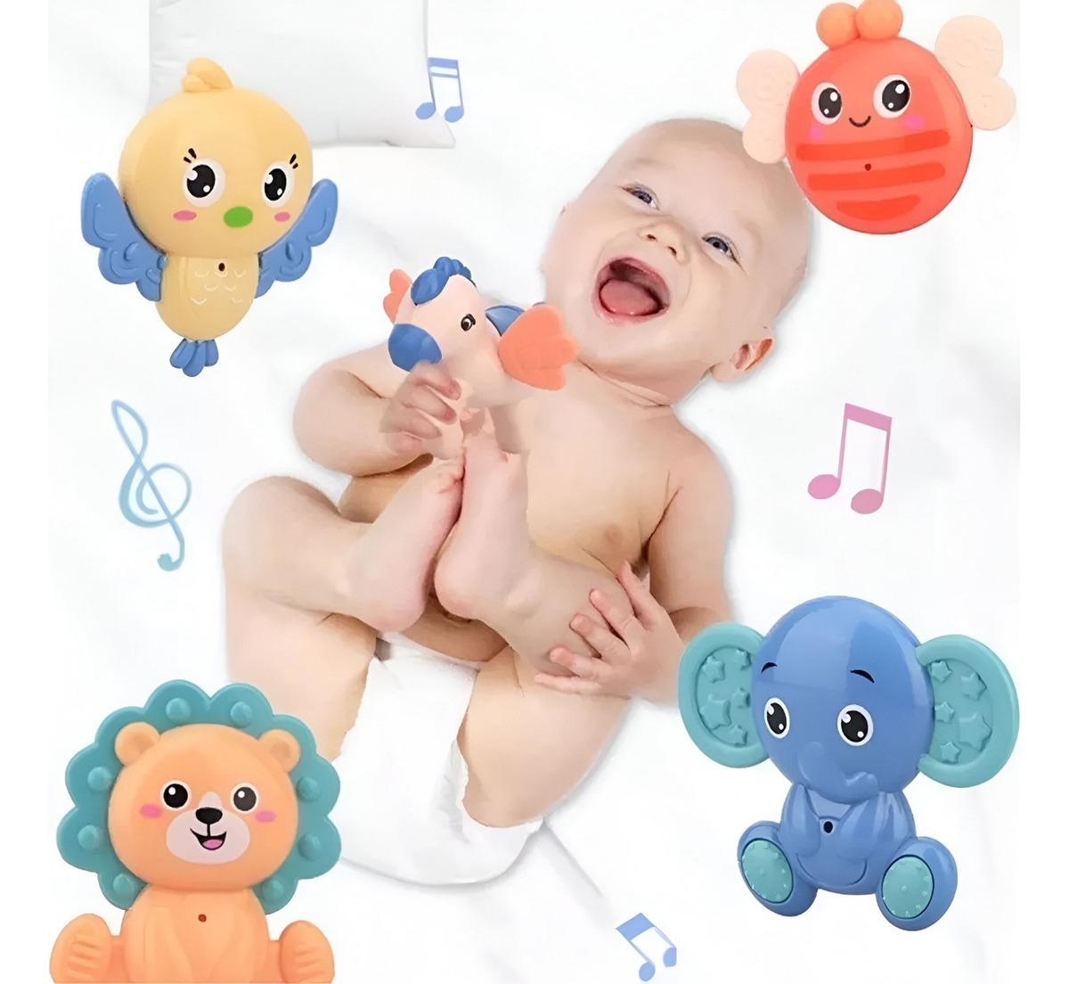 MÓVIL MUSICAL MULTICOLOR CUNA BEBÉ GIRATORIO COLGANTE LUZ SOPORTE JHN - 10