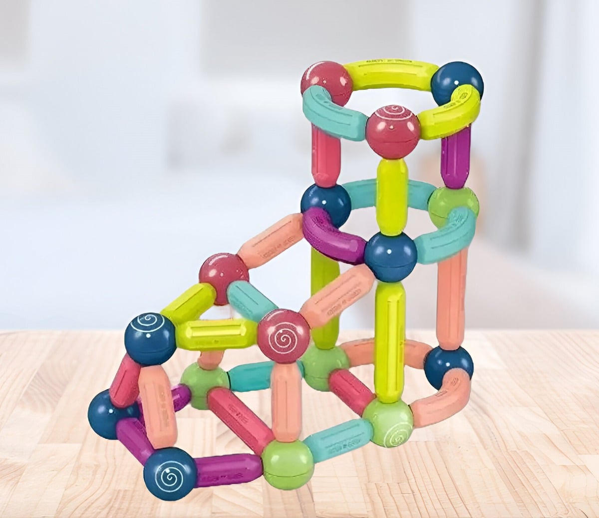 BLOQUES CONSTRUCCIÓN MULTICOLOR MAGNÉTICOS JUGUETES BOLAS VARILLAS JHN - 2