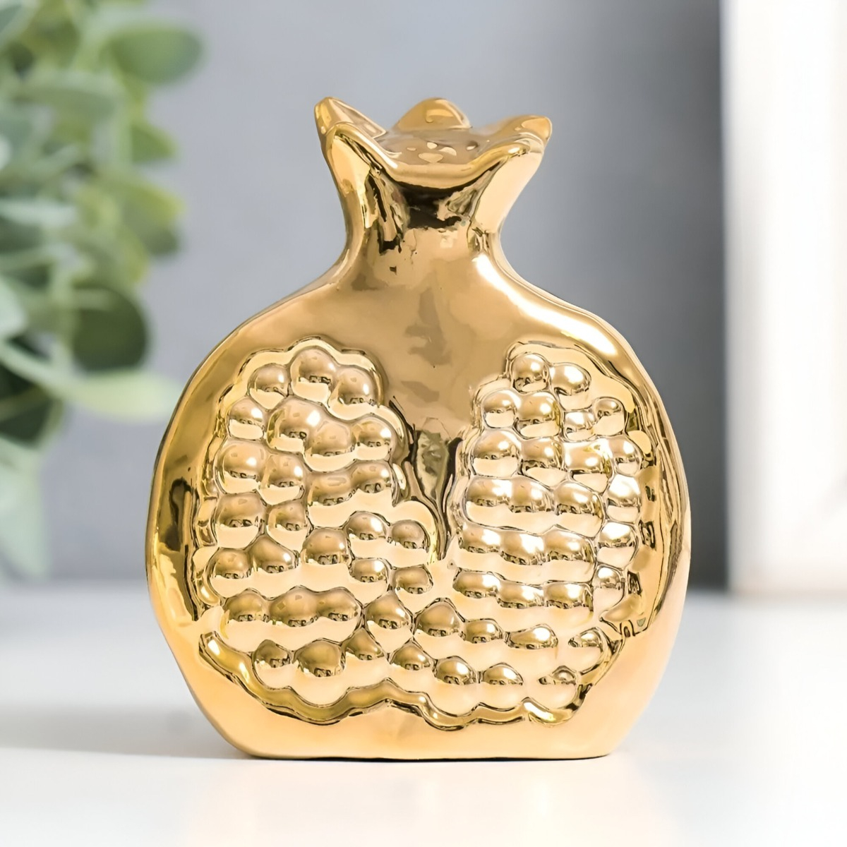 SET 3 ESCULTURA FIGURA FRUTA DECORACIÓN MESA DORADO JHN - 4