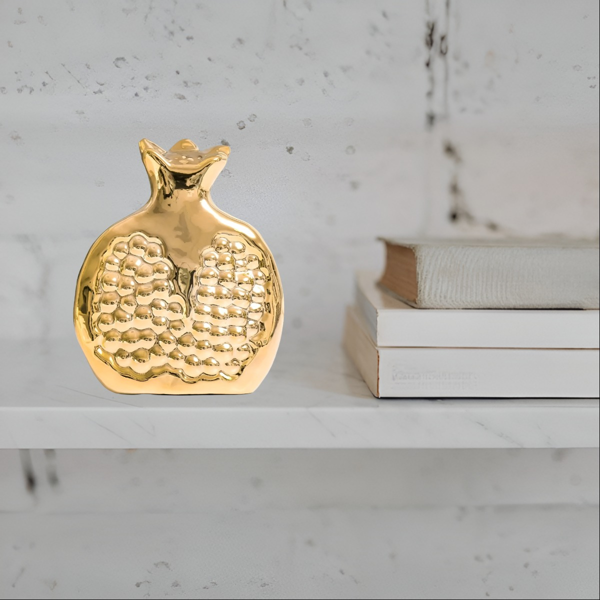 SET 3 ESCULTURA FIGURA FRUTA DECORACIÓN MESA DORADO JHN - 10