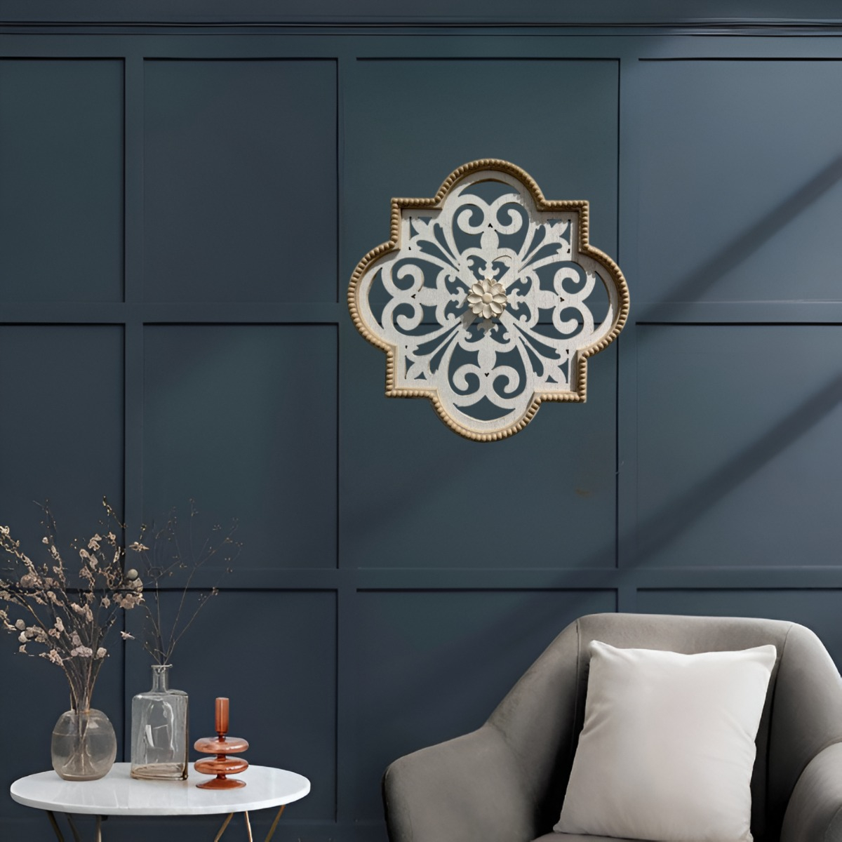 DECORACIÓN PARED FLORES HUECAS ESCULTURA VINTAGE JHN - 9