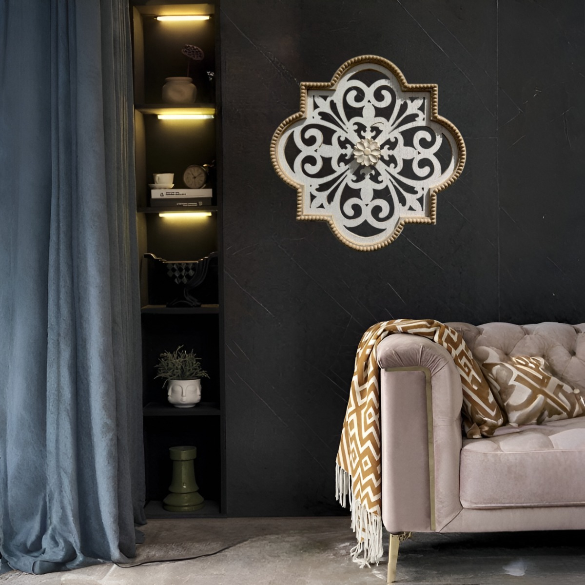 DECORACIÓN PARED FLORES HUECAS ESCULTURA VINTAGE JHN - 10
