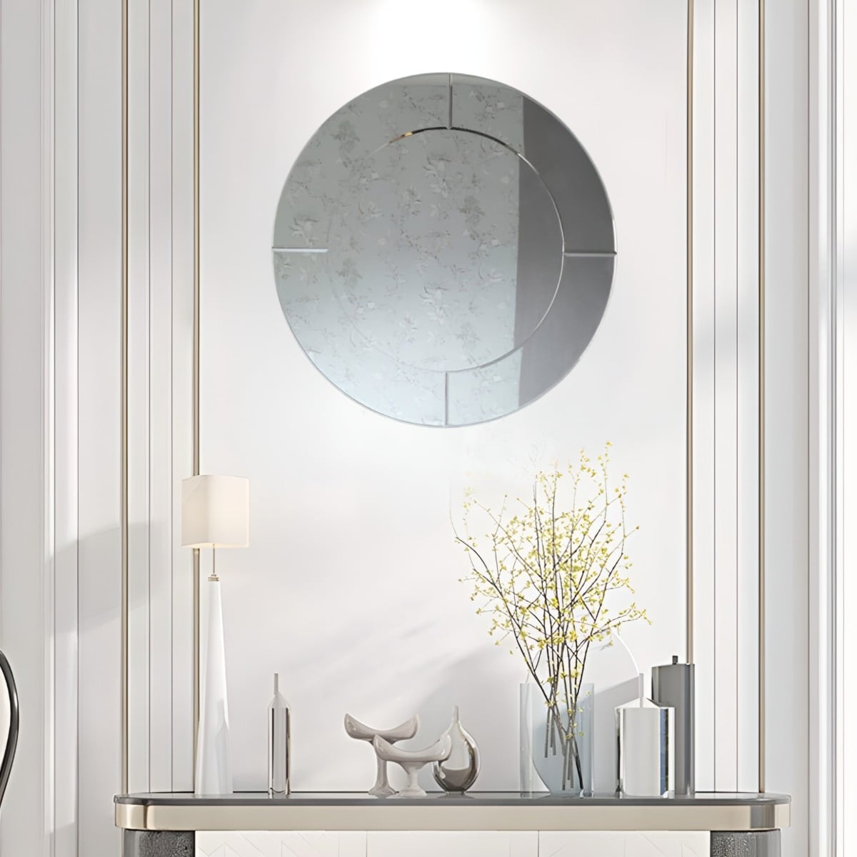 ESPEJO PARED REDONDO ELEGANTE BORDE ESPEJO DECORATIVO JHN - 7
