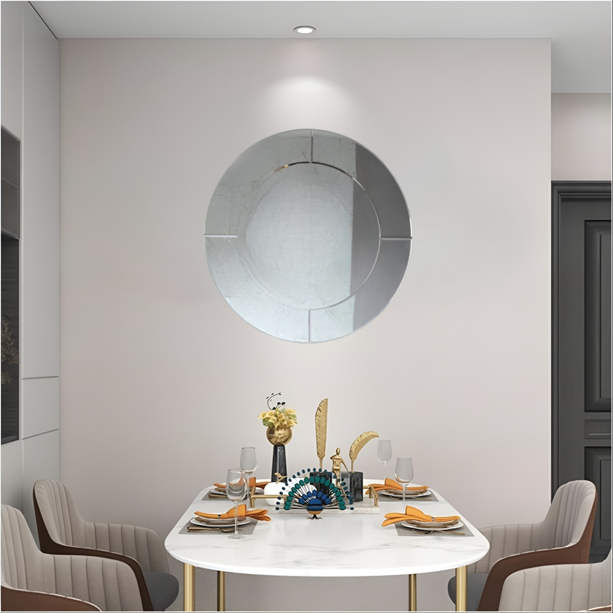 ESPEJO PARED REDONDO ELEGANTE BORDE ESPEJO DECORATIVO JHN - 9