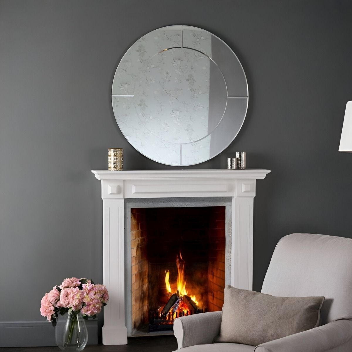 ESPEJO PARED REDONDO ELEGANTE BORDE ESPEJO DECORATIVO JHN - 10