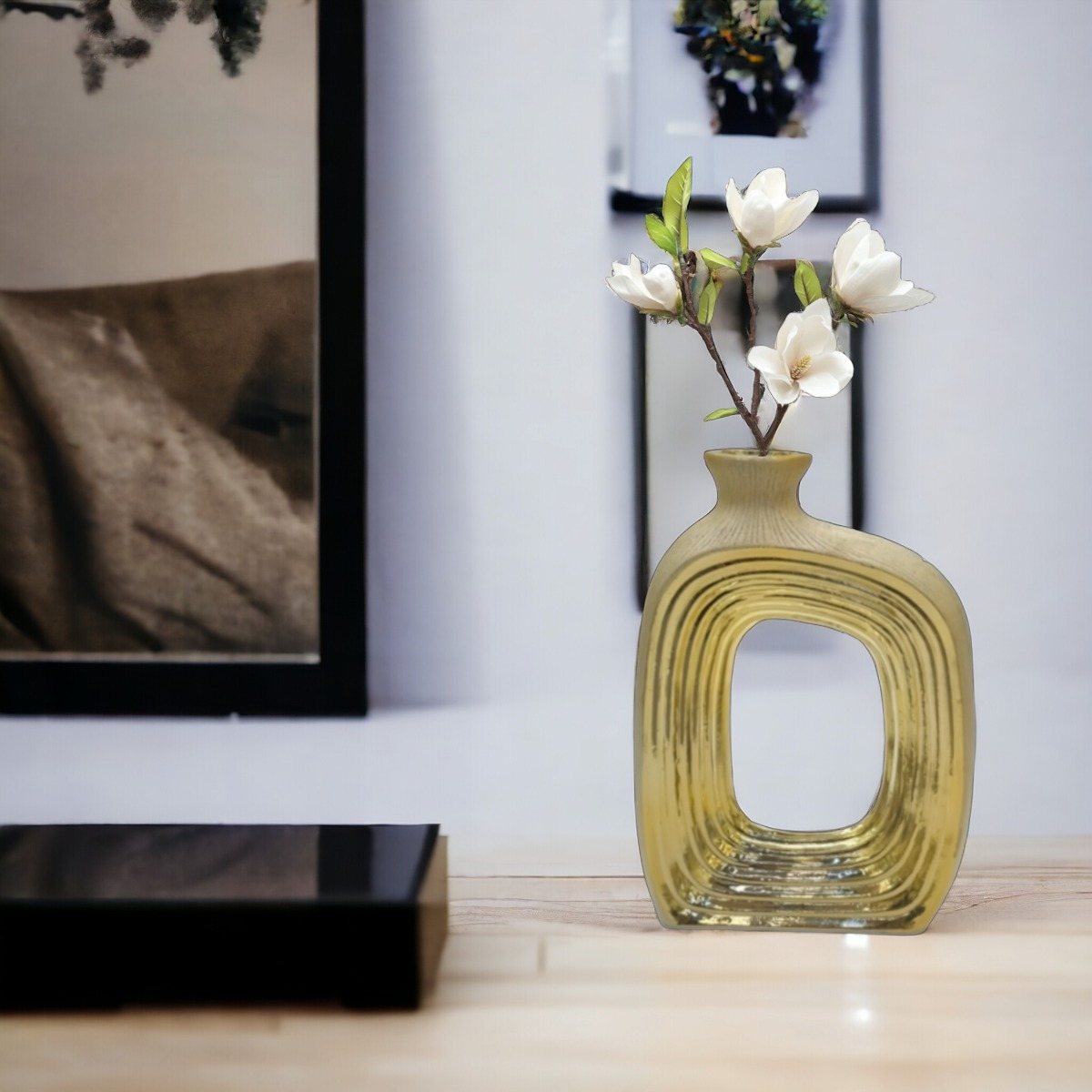 FLORERO ARTE DORADO HUECO DECORACIÓN HOGAR ARREGLO JHN - 5