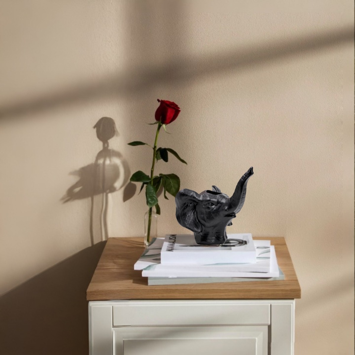 MACETA CERÁMICA ELEFANTE NEGRO DECORACIÓN JHN - 7