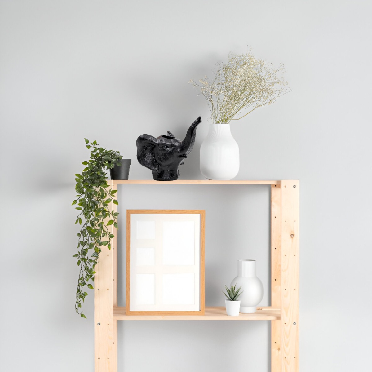 MACETA CERÁMICA ELEFANTE NEGRO DECORACIÓN JHN - 9