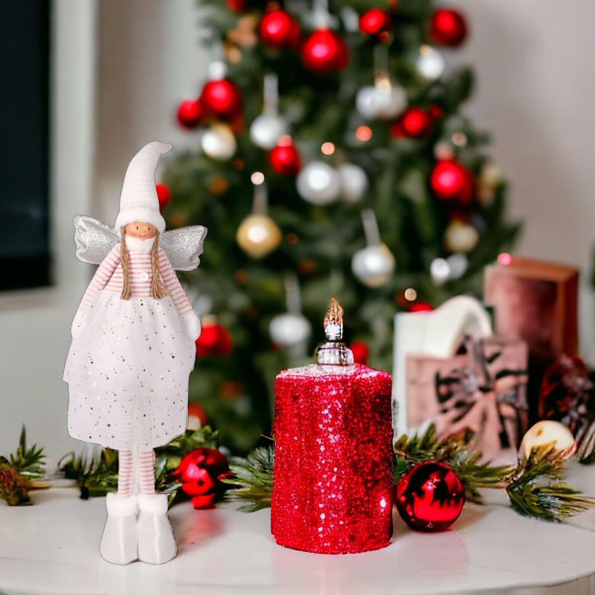 DECORACIÓN ÁNGEL NAVIDAD DE PIE 79 CM TRENZADO ESTRELLA JHN - 5