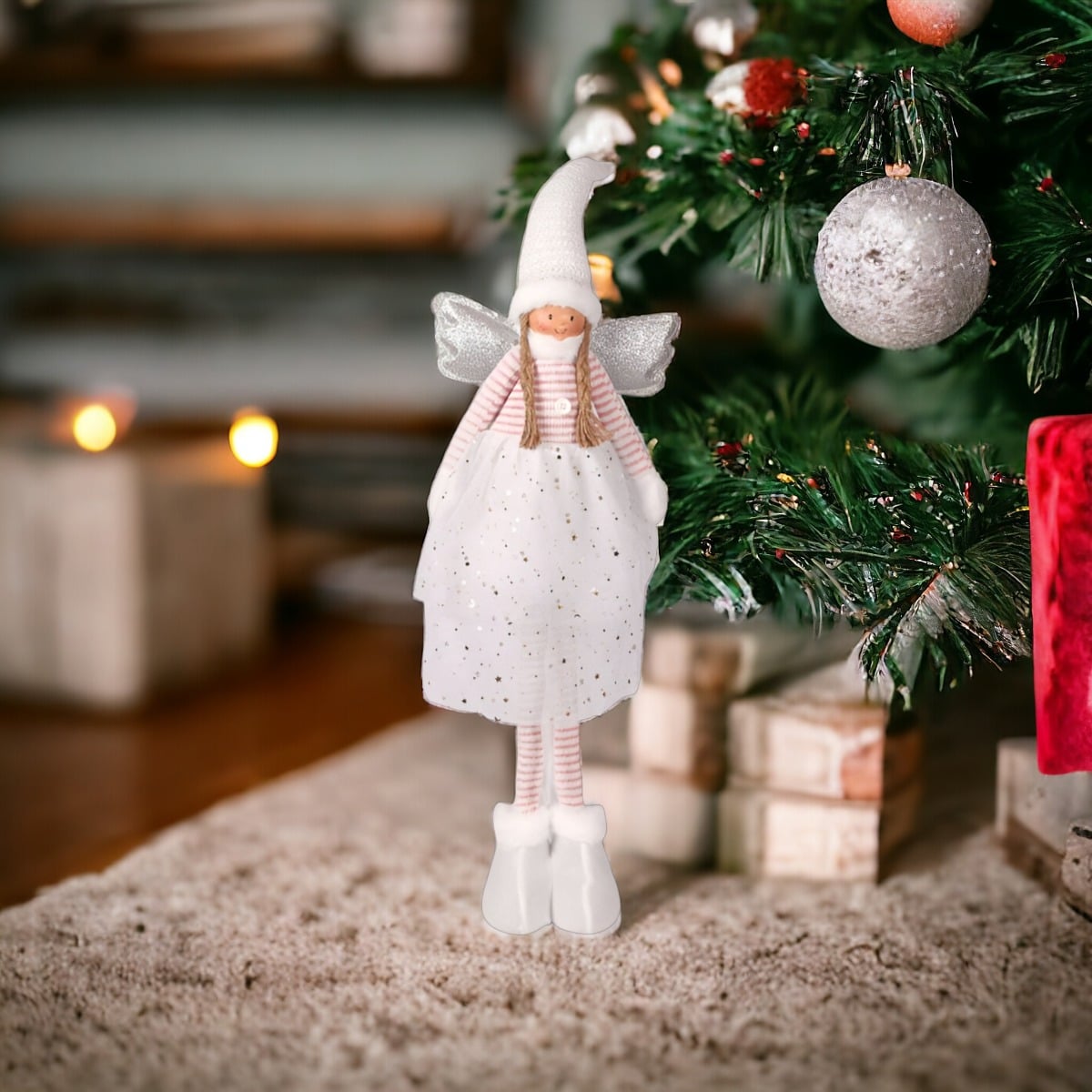 DECORACIÓN ÁNGEL NAVIDAD DE PIE 79 CM TRENZADO ESTRELLA JHN - 7