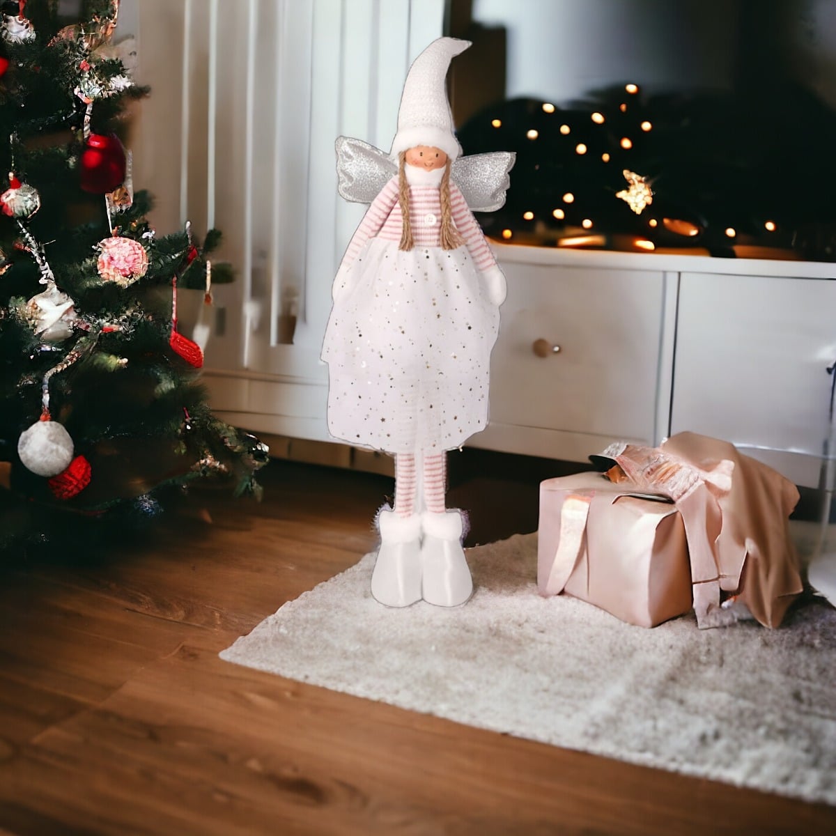 DECORACIÓN ÁNGEL NAVIDAD DE PIE 79 CM TRENZADO ESTRELLA JHN - 9