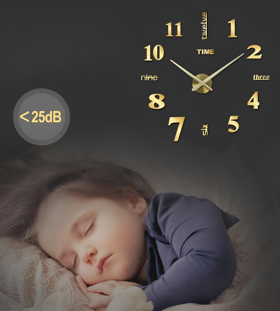 RELOJ PARED 3D GRANDE DECORACIÓN DORADO SIN MARCO JHN - 6